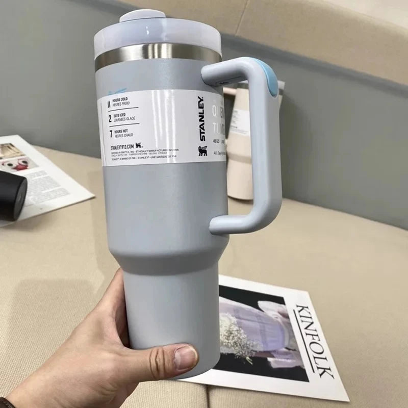 40oz Stanley Quencher H2.0 Tumbler With Handle Lids Stainless Steel Coffee Termos Cup Car Mugs Vacuum Cup Outdoor Sports