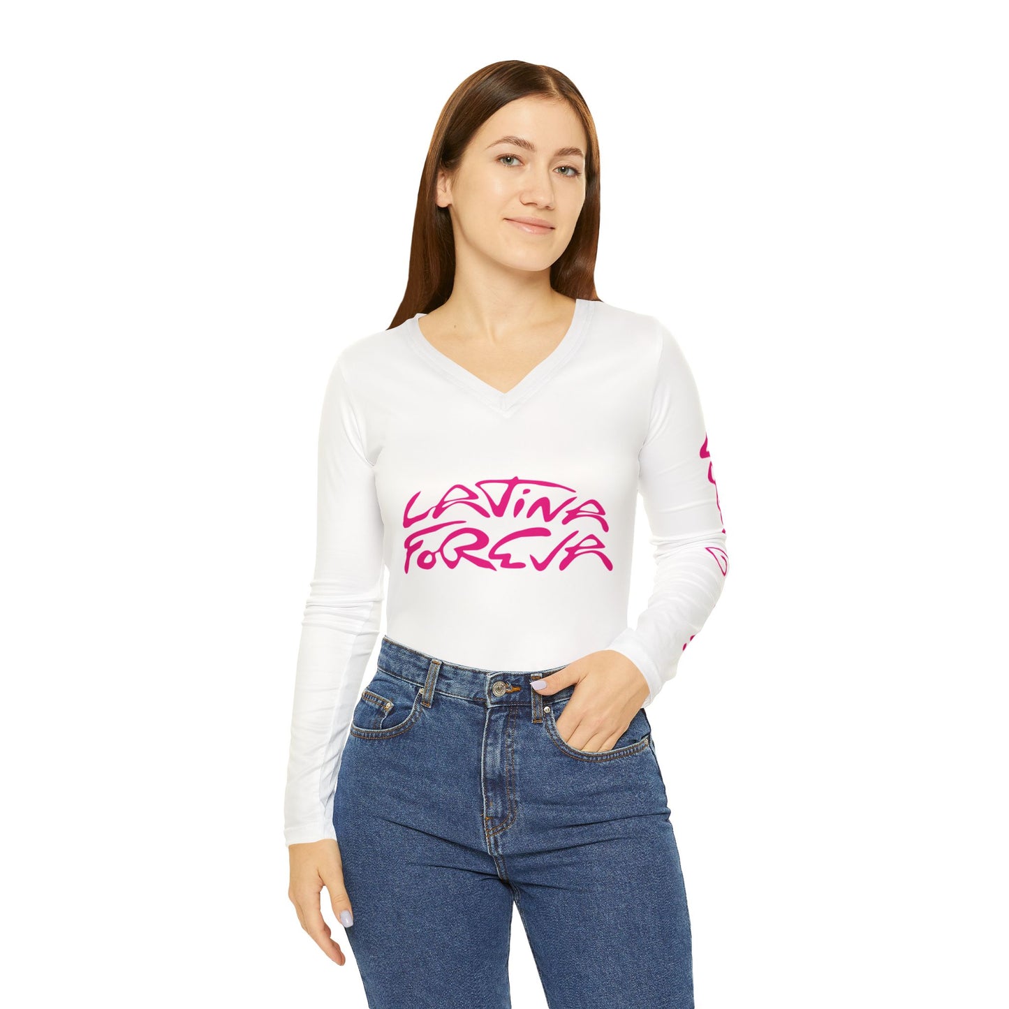 Latina Forever Long Sleeve V-Neck Tee, Stylish Women's Shirt, Perfect for Casual Outings, Gift for Latina Friends, Everyday Wear, [...]